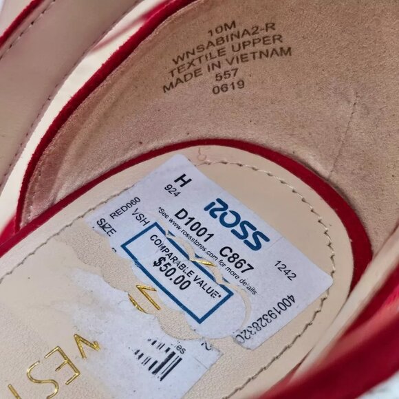 Nine West Women Heel Sandal Red Textile Upper Shoes Size 10M - Picture 11 of 11